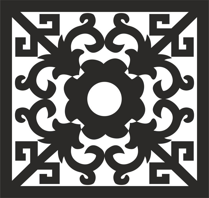 Square Ornament Art Free DXF File