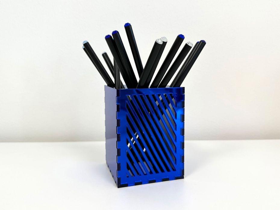 Square Pencil Cup Laser Cut Free Vector File