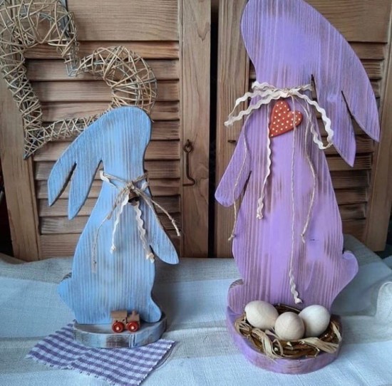 Standing Easter Bunny Rabbit Egg Holder Laser Cutting Template Free Vector File