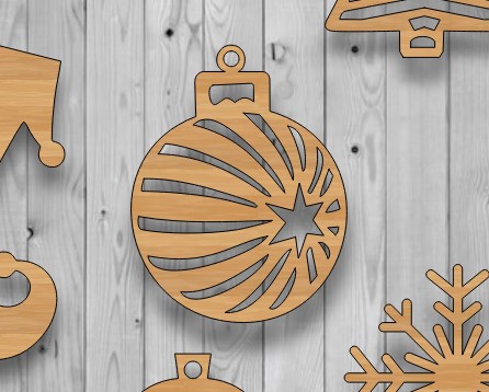 Star Christmas Bauble Decoration Wooden Hanging Ornament Laser Cut Free Vector File