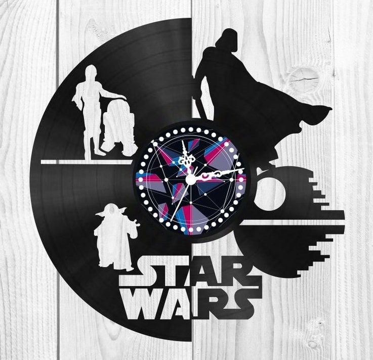 Star Wars Vinyl Record Wall Clock Laser Cut Free Vector File