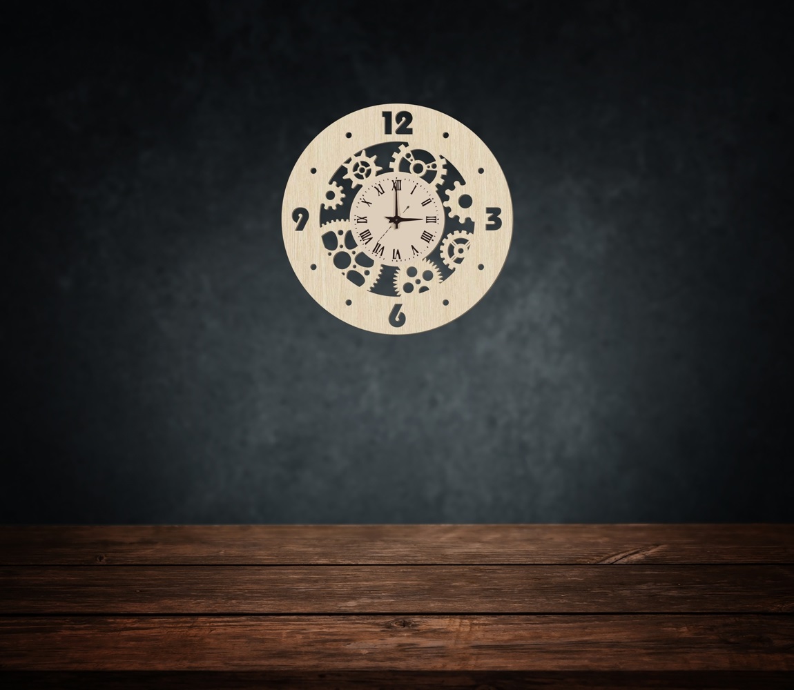 Steampunk Wall Clock Gear Clock Wall Decor For Laser Cut Free Vector File