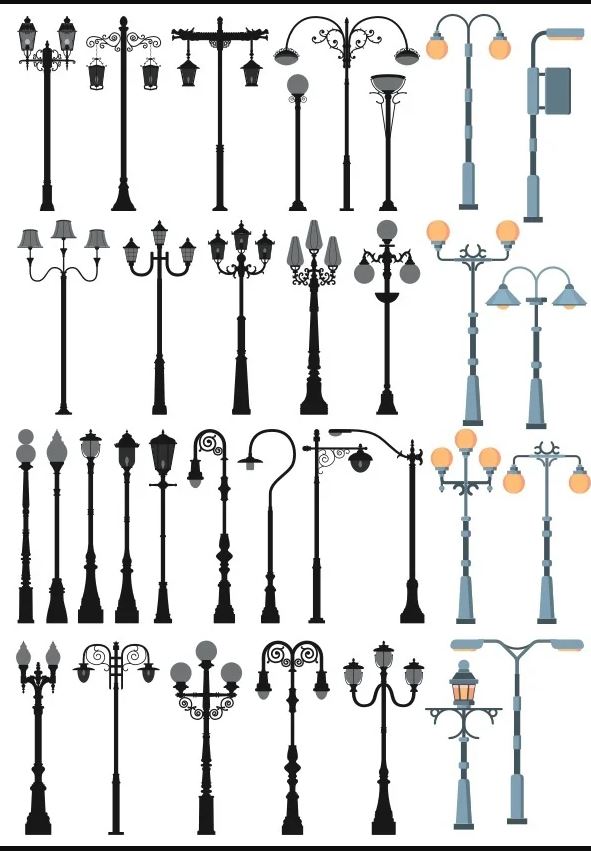 Street Lamp Set For Laser Cutting Free Vector File