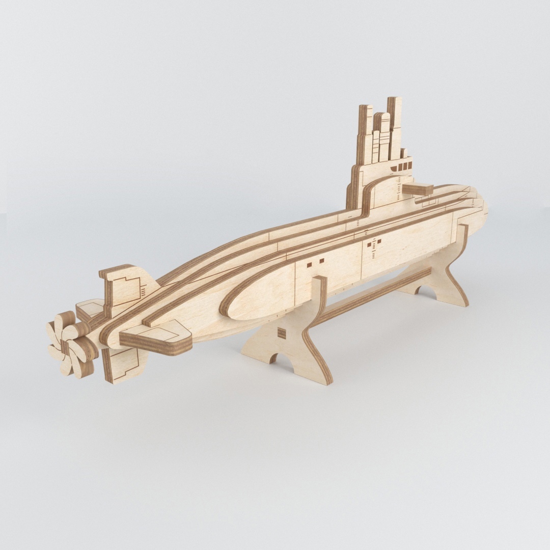 Submarine Wooden Model Laser Cut Free Vector File