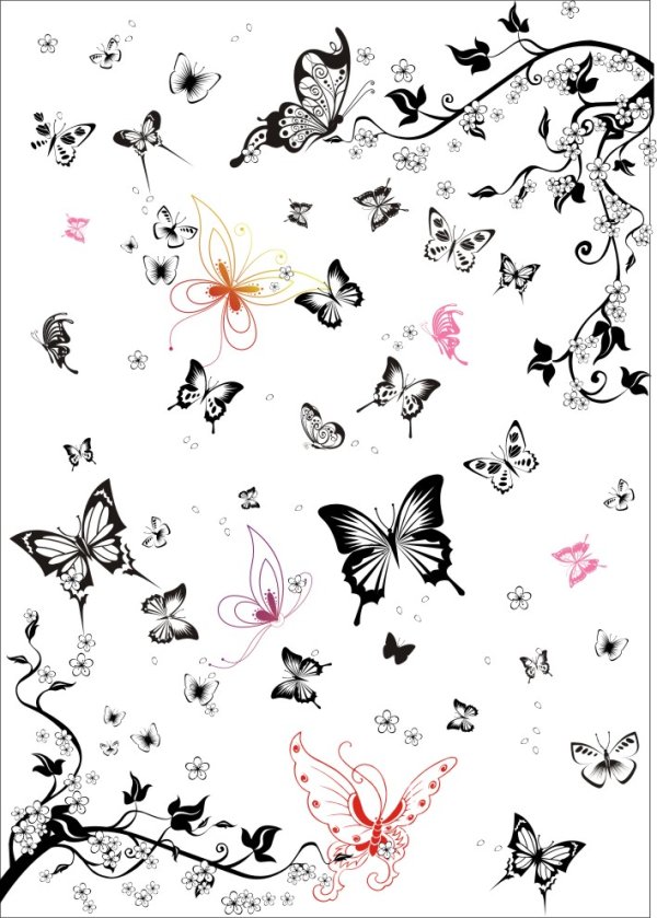 Super Multi Black And White Butterfly Set For Laser Cut Free Vector File