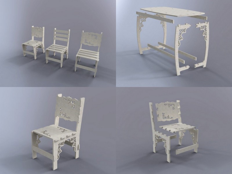 Table And Chair Flat Free DXF File