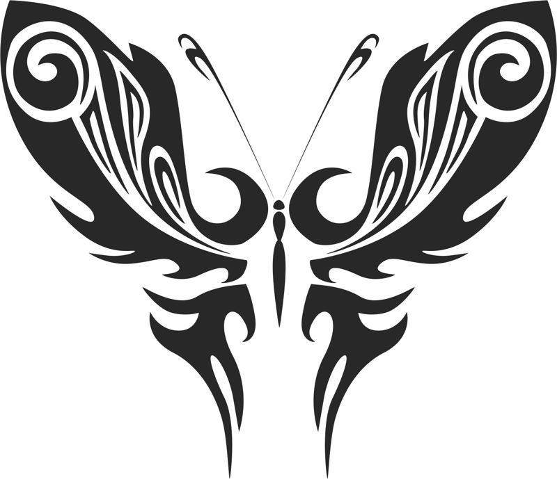 Tattoo Tribal Butterfly Silhouette Free DXF File