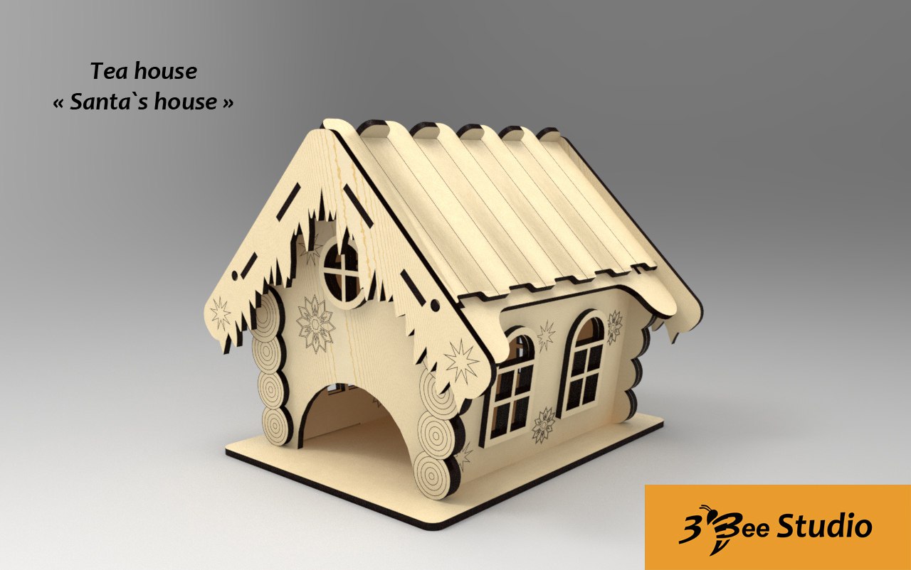 Tea House Model For Laser Cut Free Vector File