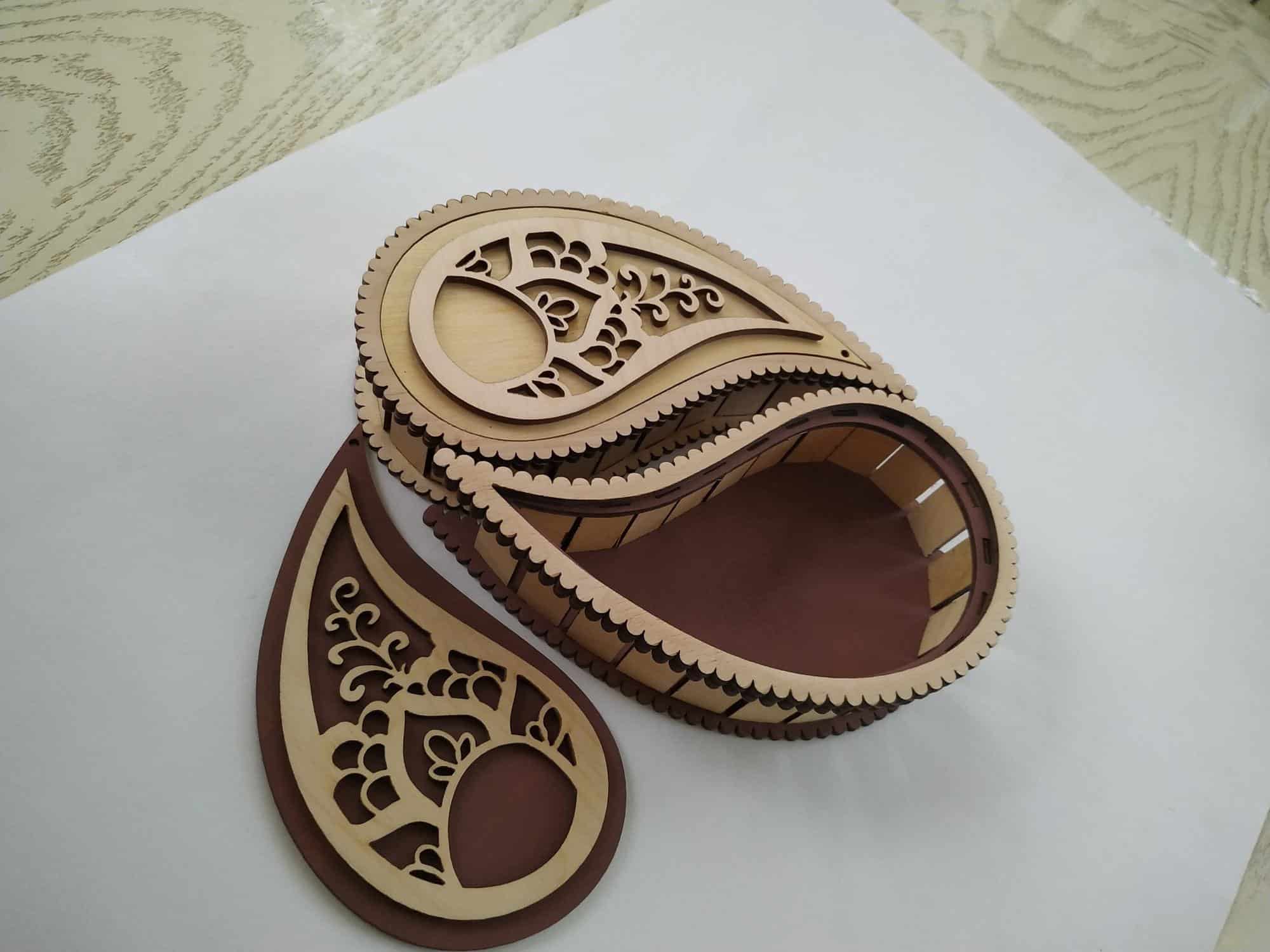 Teardrop Yin Yang Wood Decorative Box Laser Cut Free Vector File