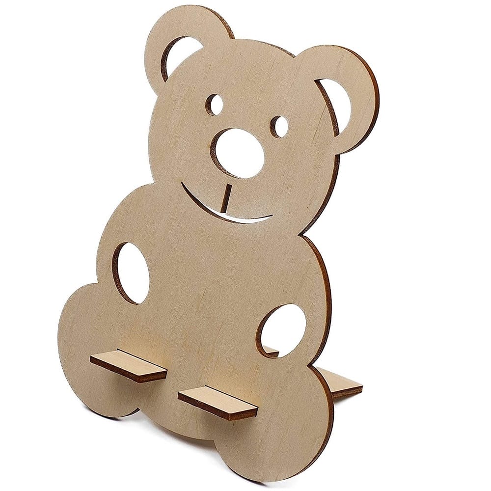 Teddy Bear Wooden Phone Holder non-slip Stand For Desk Laser Cut Free Vector File