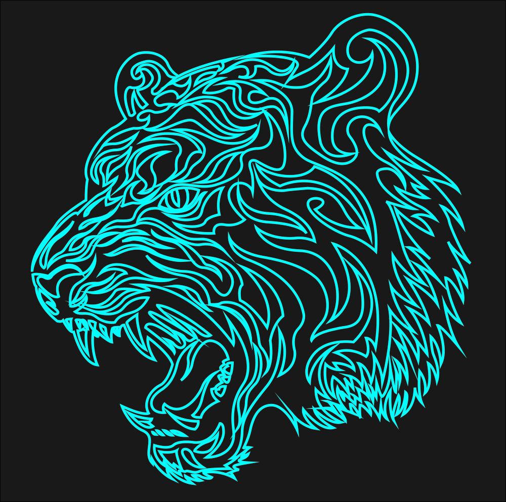 Tiger Laser Acrylic Engraving Art Free Vector File