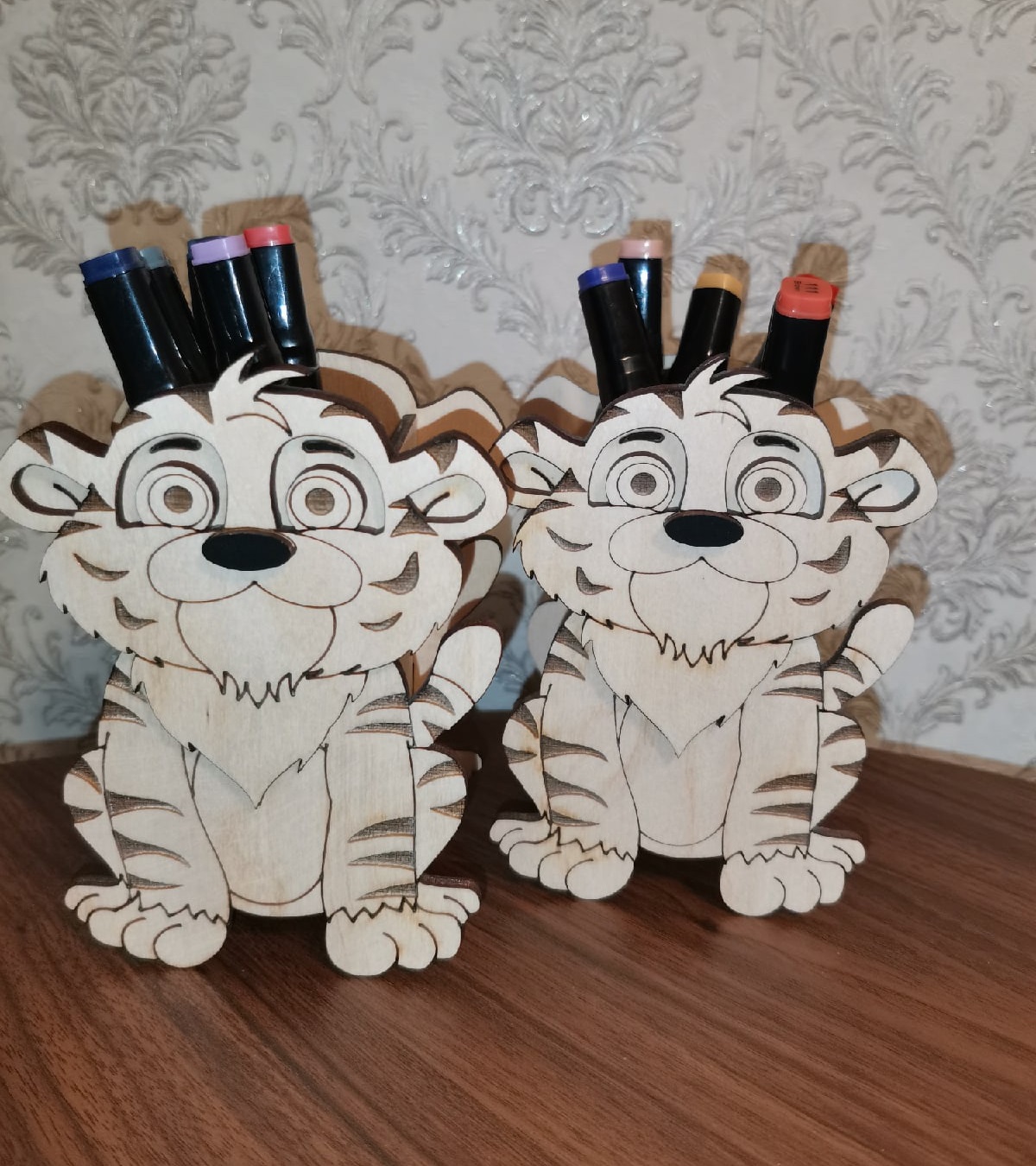 Tiger Pencil Holder For Laser Cut Free Vector File