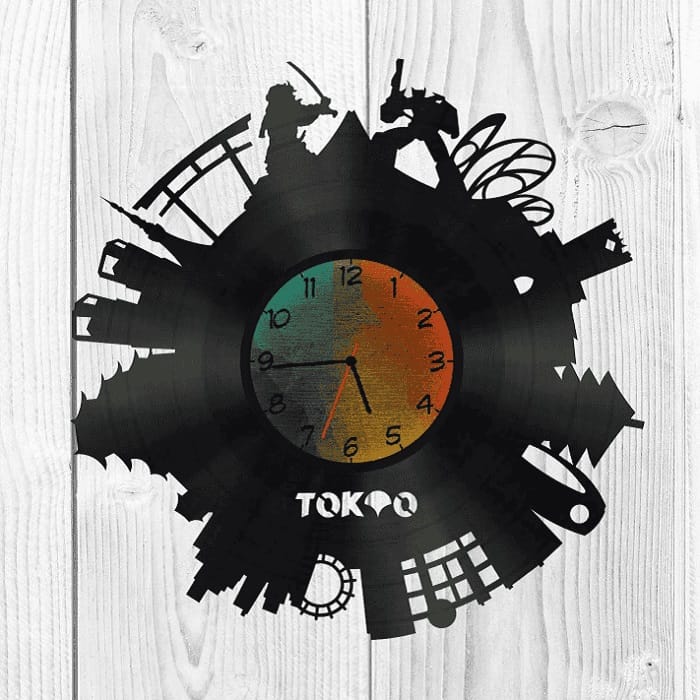 Tokyo Vinyl Record Wall Clock Laser Cut Free Vector File