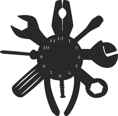 Tools Wall Clock Free DXF File