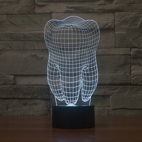 Tooth 3d Illusion Led Table Lamp Laser Engraving Free Vector File