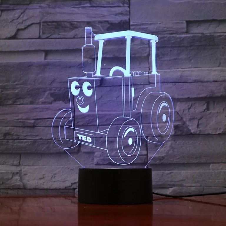 Tractor Ted 3d Optical Illusion Led Lamp Hologram For Laser Cutting Free Vector File