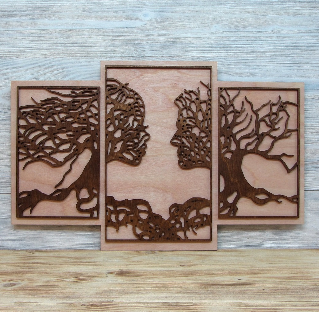 Tree Couple Wall Decor For Laser Cutting Free Vector File