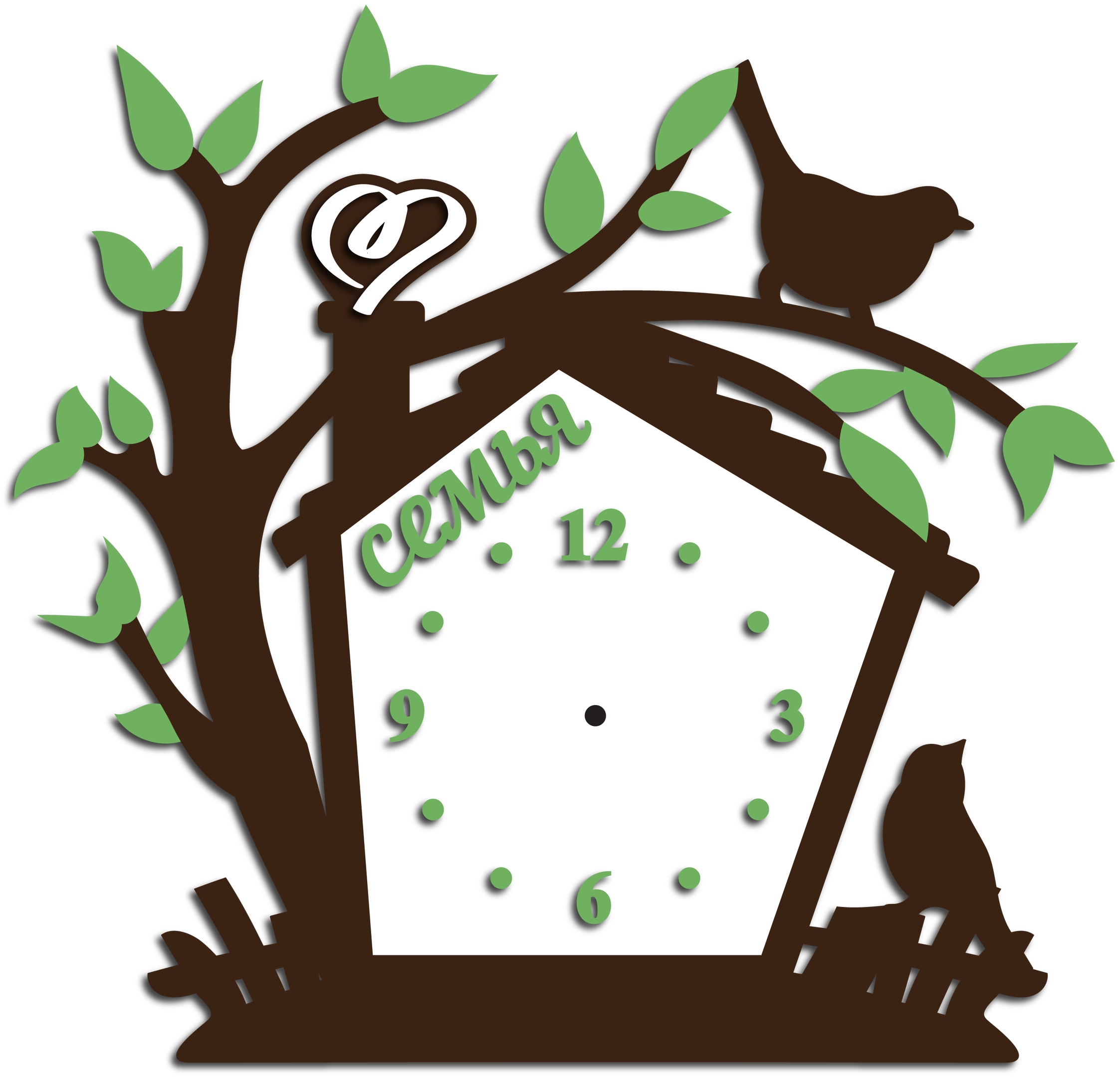 Tree With Birds Clock Template For Laser Cut Free Vector File