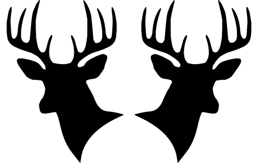 Two Deer Heads Silhouette Free DXF File