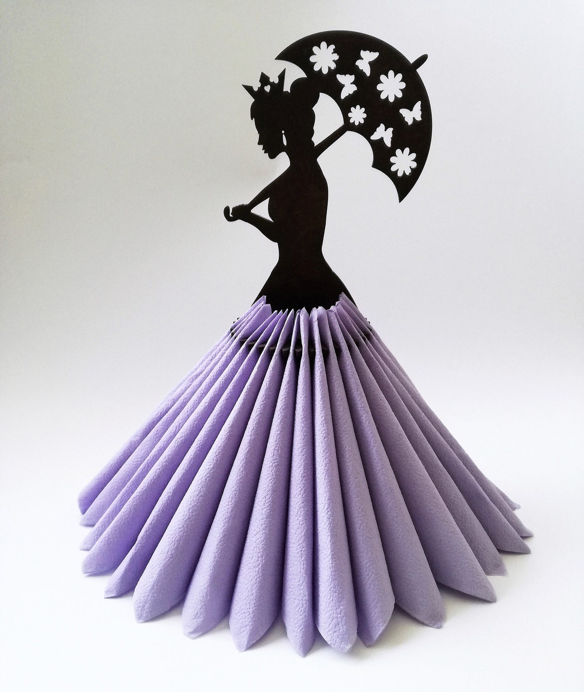Umbrella Lady Wooden Paper Napkin Holder For Laser Cut Free Vector File