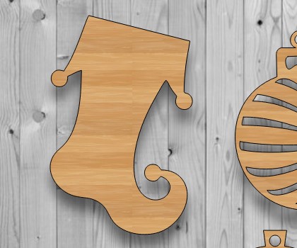 Unfinished Wood Christmas Stocking Cutout Laser Cut Free Vector File