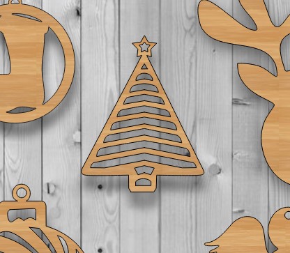 Unfinished Wood Christmas Tree With Star Cutout Laser Cut Free Vector File