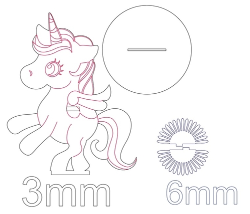 Unicorn Napkin Holder For Laser Cut Free DXF File