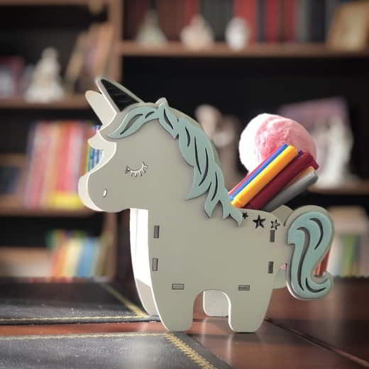 Unicorn Pen Stand Unicorn Desk Organizer Laser Cut Free Vector File