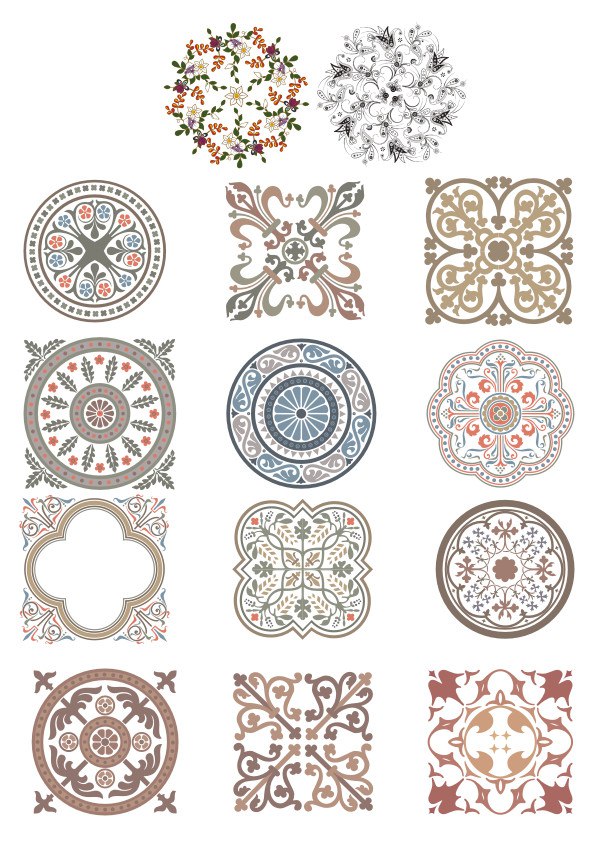 Vintage Ornaments Set For Laser Cutting Free Vector File