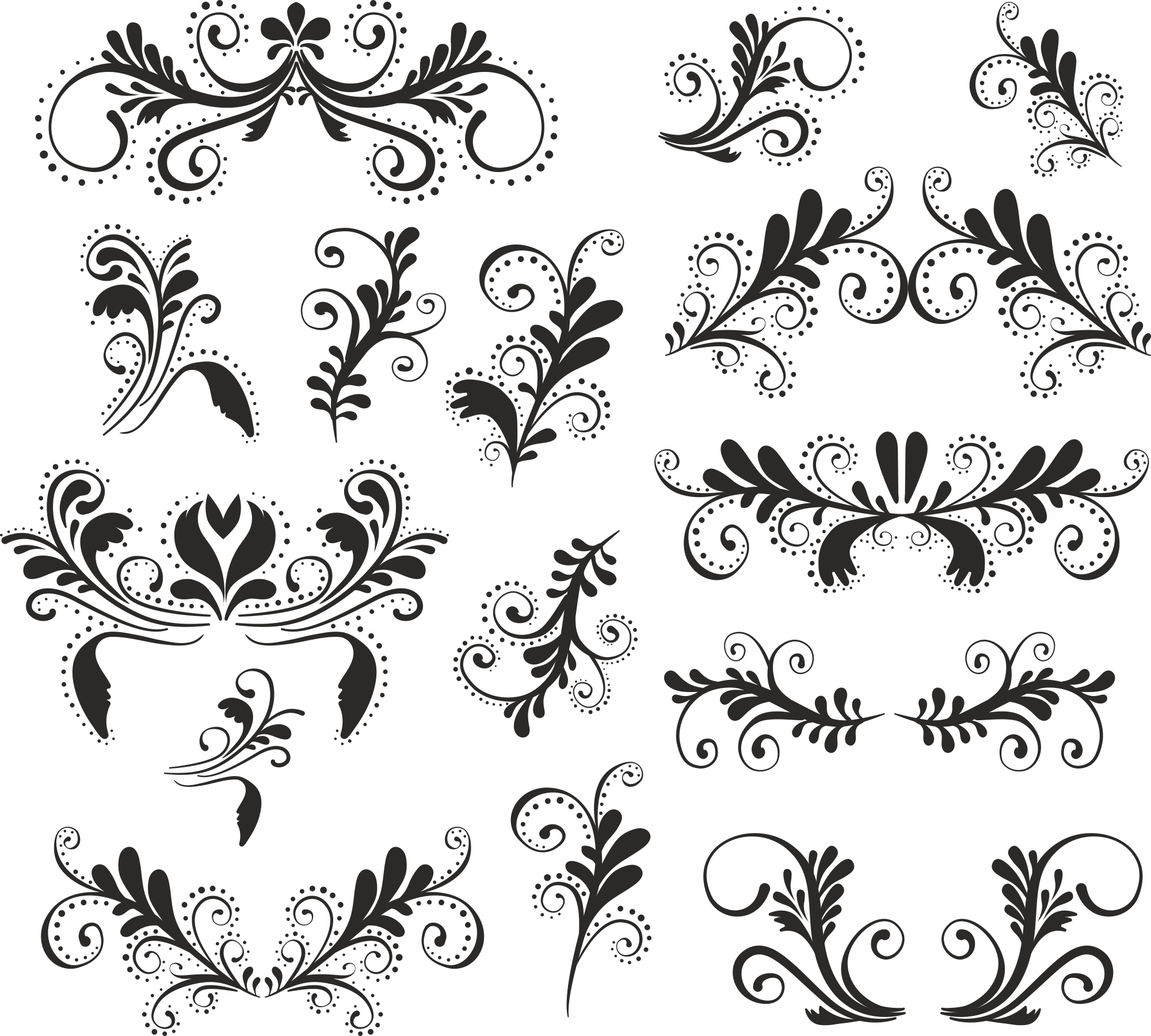 Vintage Swirl Set For Laser Cutting Free Vector File