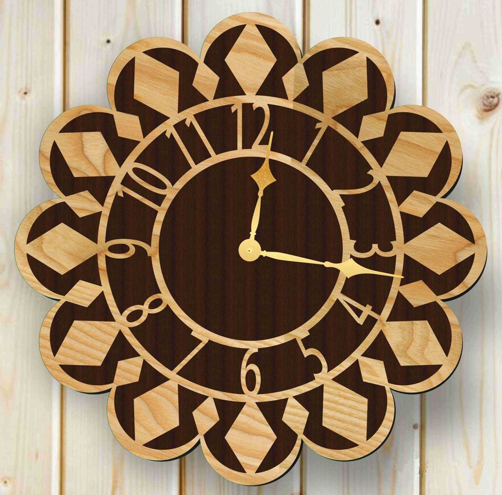 Wall Clock For Laser Cut Free Vector File