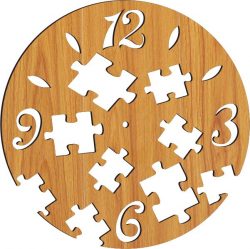 Wall Clock With Puzzle Pieces Download For Laser Cut Plasma Free Vector File