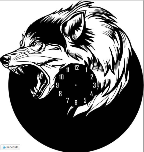 Wall Clock Wolf Shaped Free DXF File