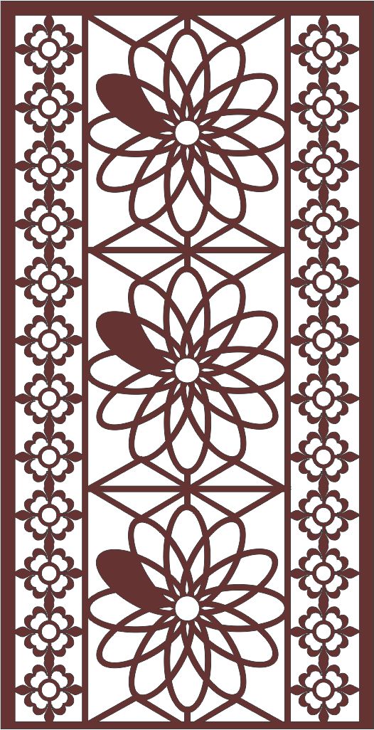 Wall Flower Glass Pattern For Laser Cutting Free DXF File