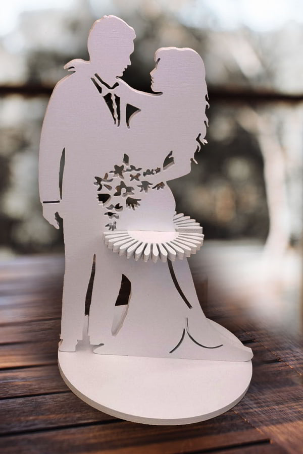 Wedding Napkin Holder Couple Laser Cutting Free Vector File