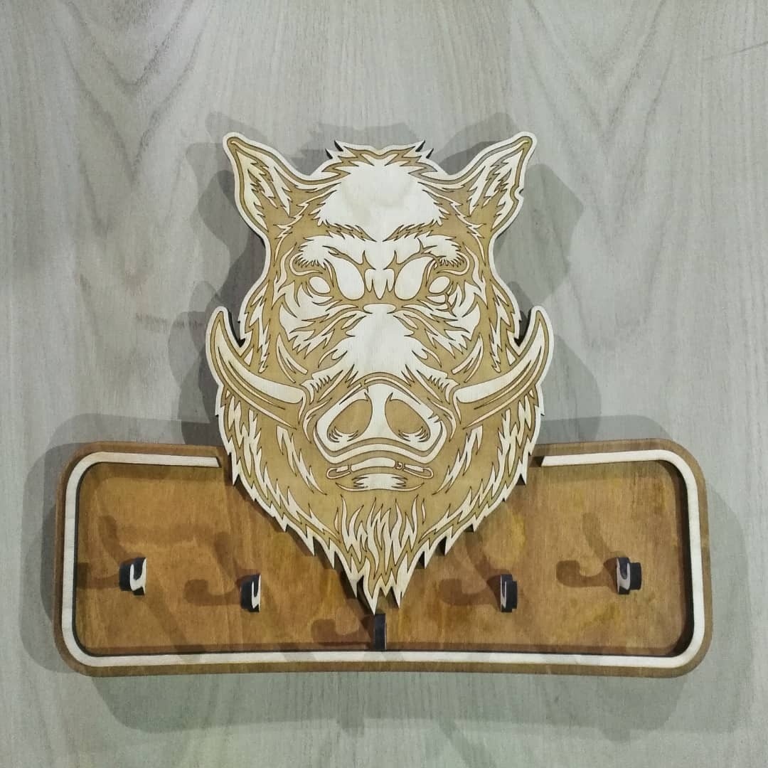 Wild Boar Head Keys Hanger For Laser Cut Free Vector File