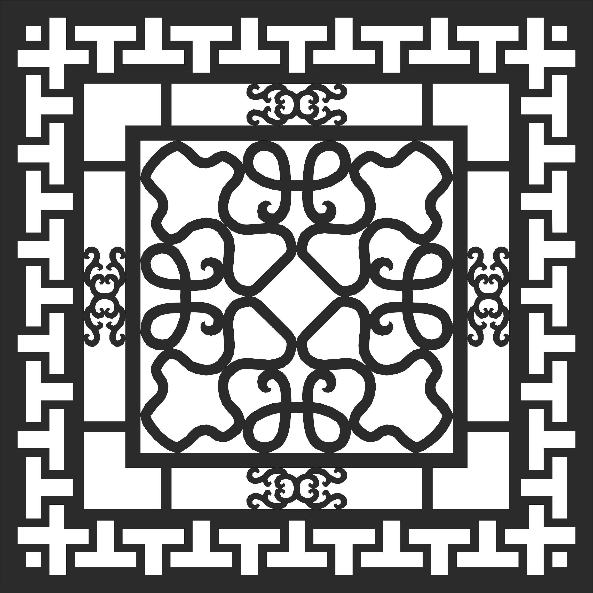 Window Floral Lattice Stencil Seamless Design For Laser Cut Free Vector File