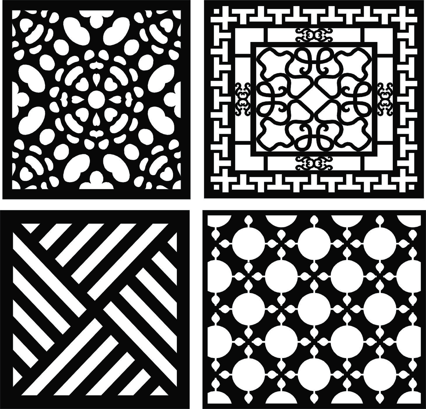 Window Floral Lattice Stencil Seamless Patterns Set For Laser Cut Free ...