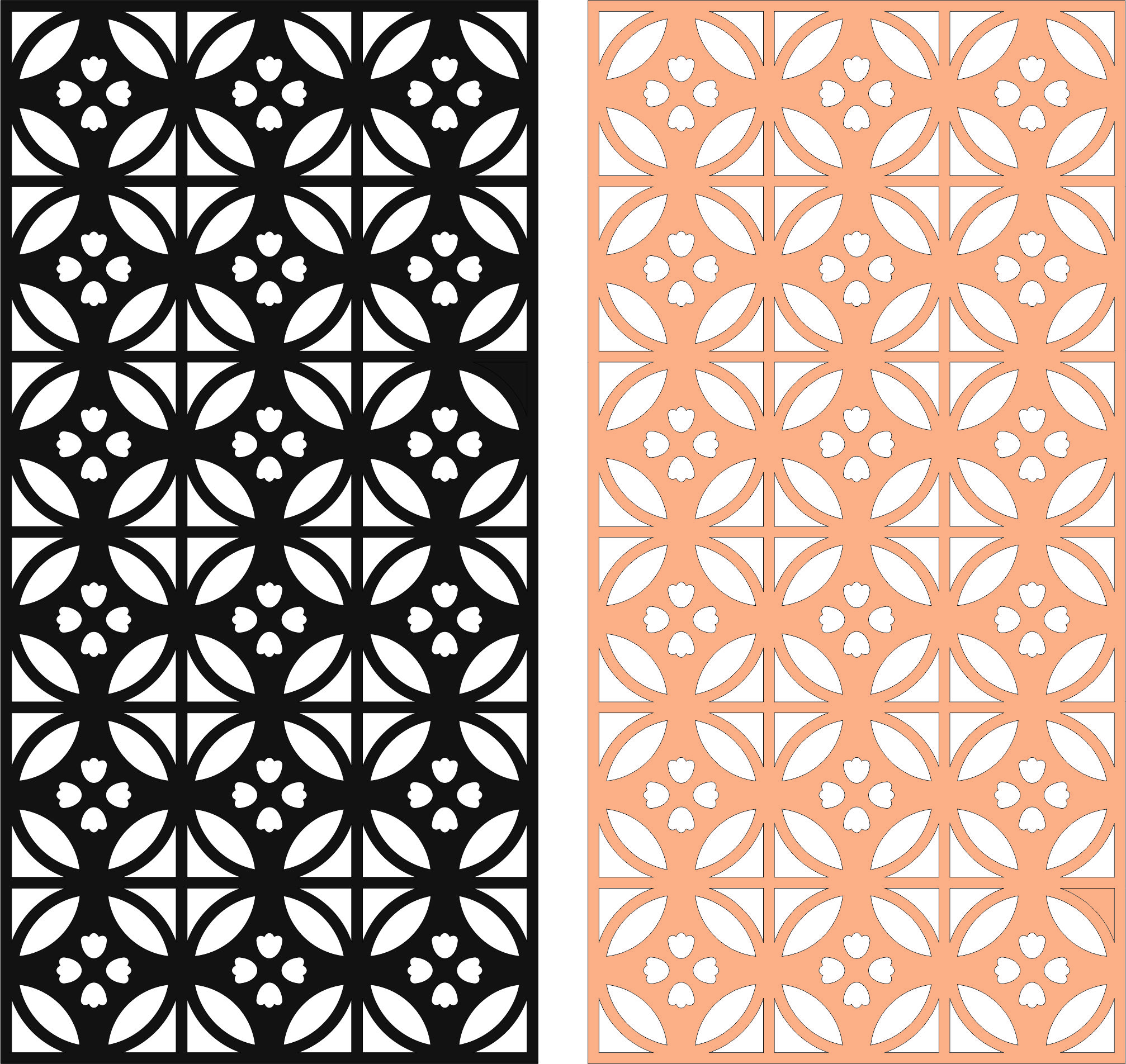 Window Floral Lattice Stencil Seamless Screen Panel For Laser Cut Free Vector File