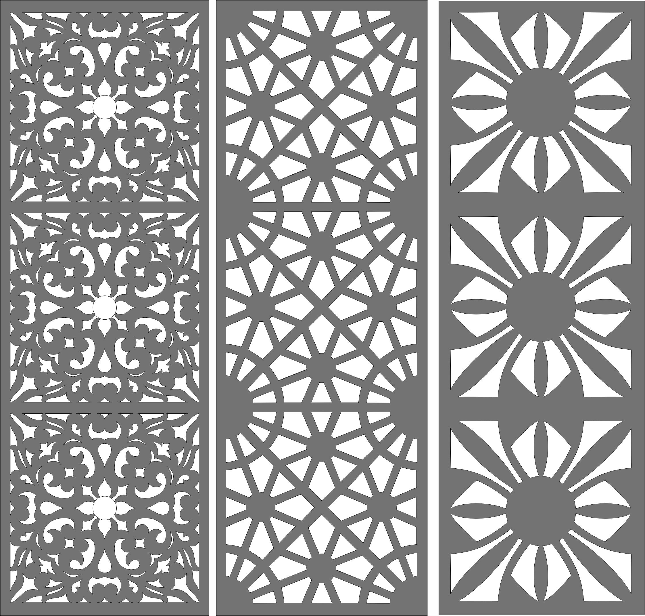 Window Grill Panel Floral Seamless Pattern For Laser Cut Free Vector File