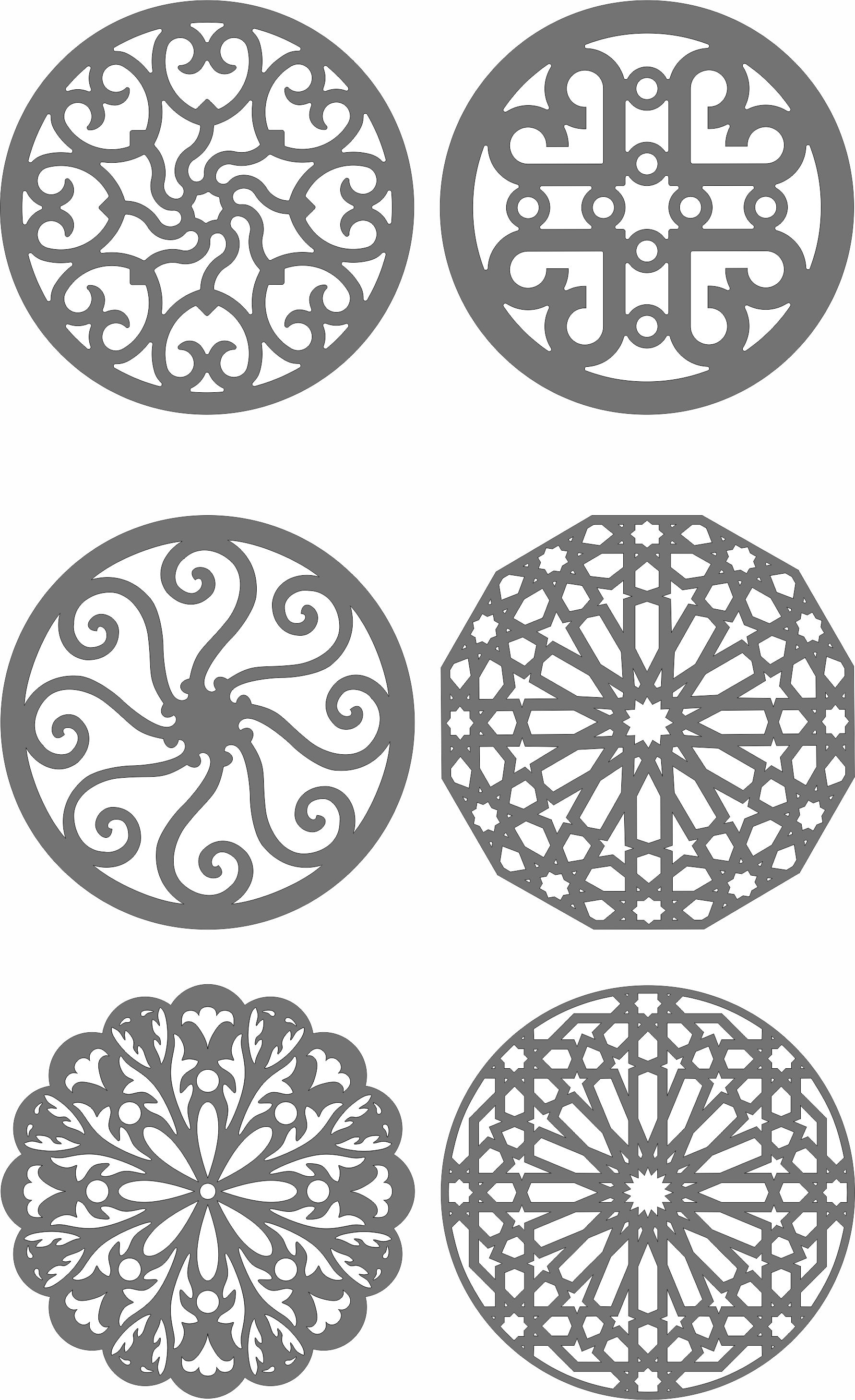 Window Grill Round Patterns Set For Laser Cutting Free DXF File