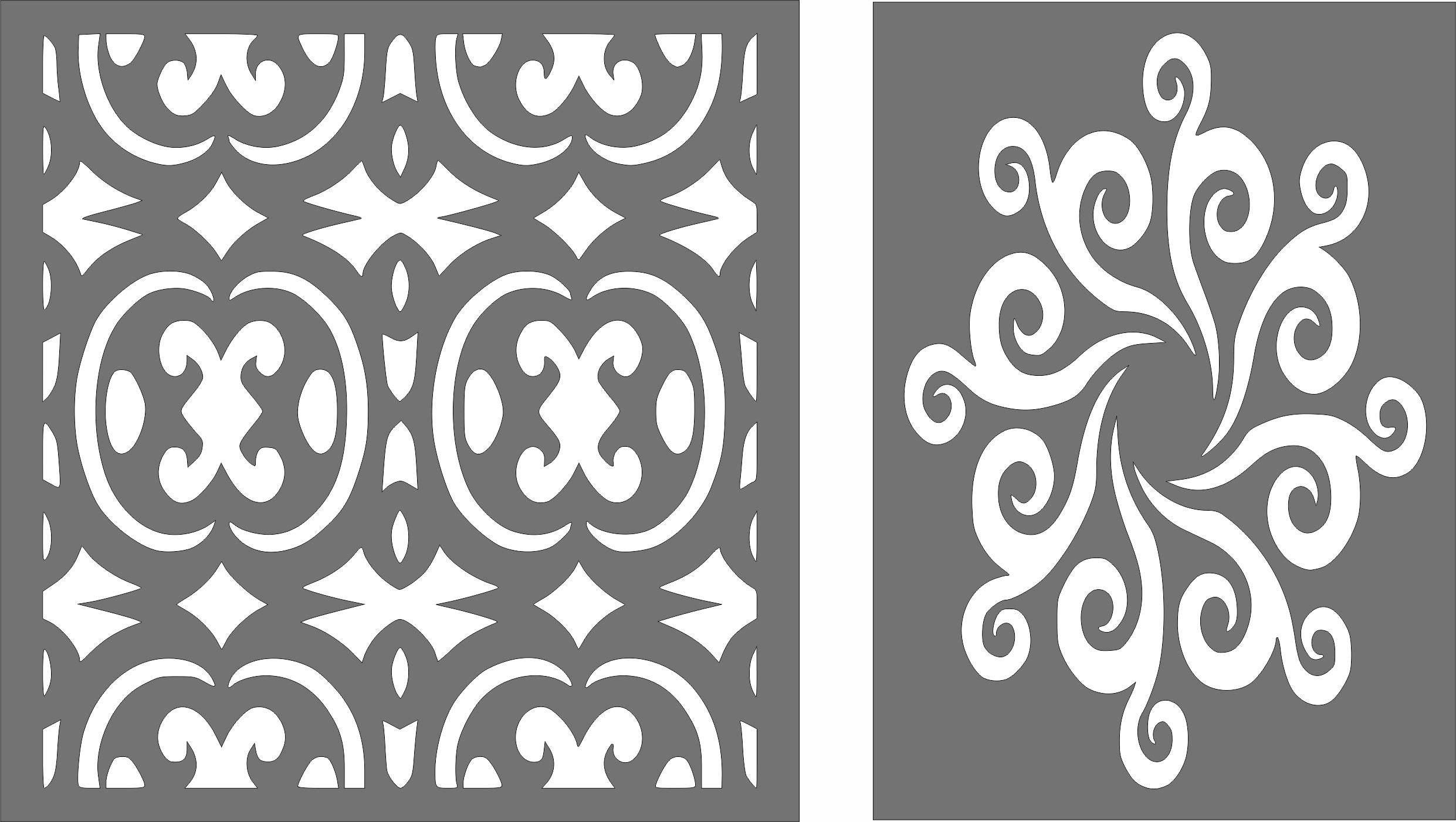 Window Lattice Floral Seamless Panels Set Free DXF File