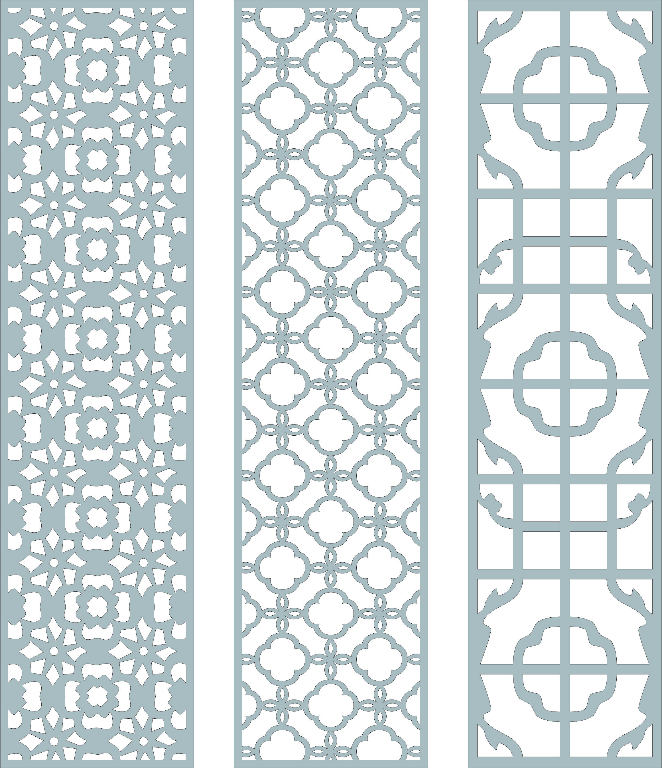 Window Lattice Floral Seamless Set For Laser Cut Free Vector File