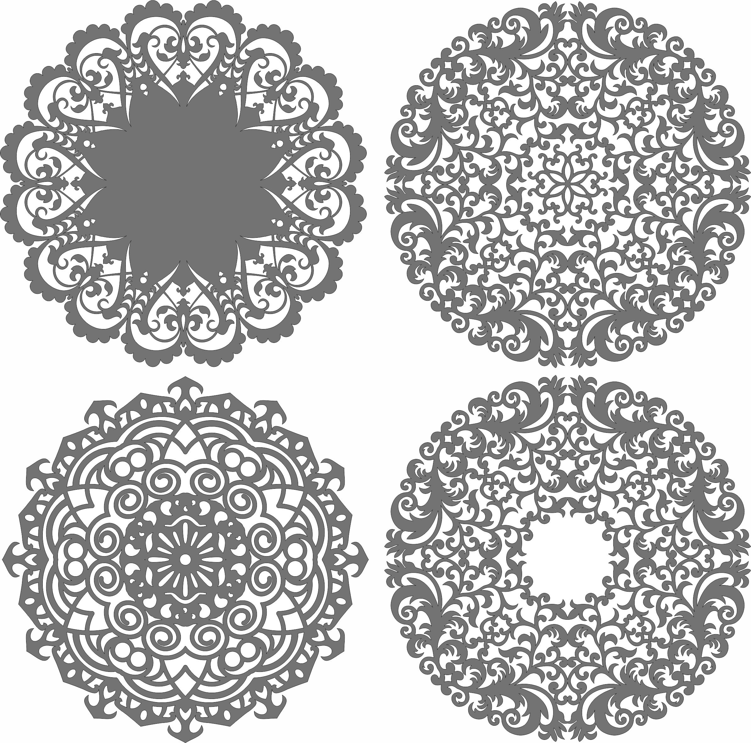 Window Lattice Round Seamless Designs Set Free DXF File