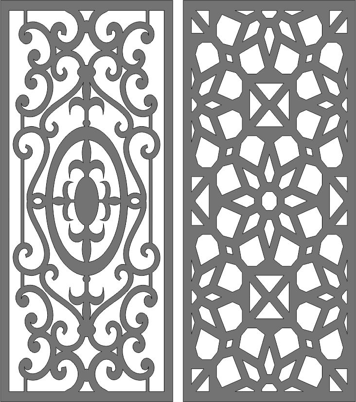 Window Partition Seamless Floral Screen Panels Set For Laser Cut Free Vector File