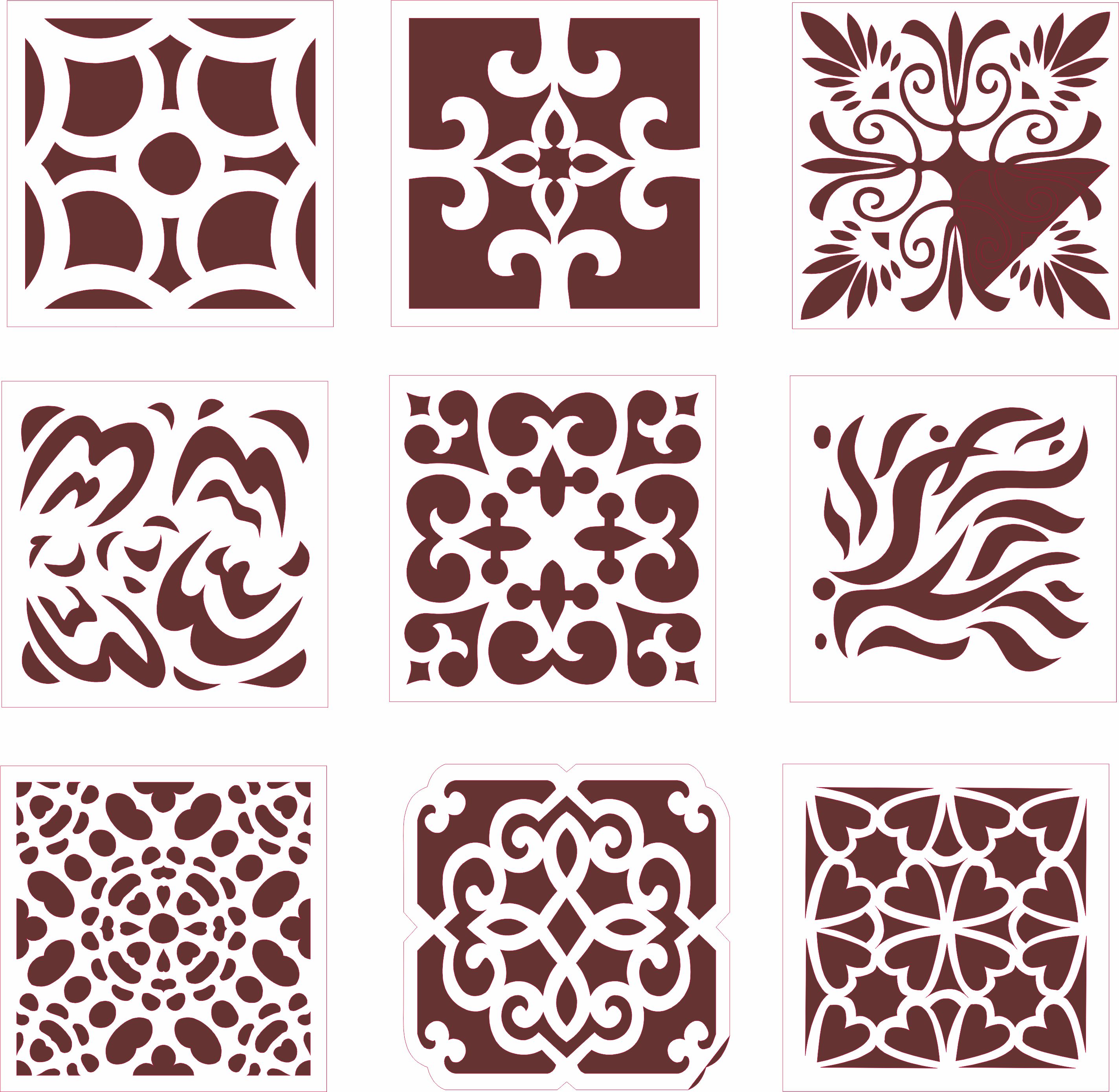 Window Screen Design Set For Laser Cutting Free DXF File