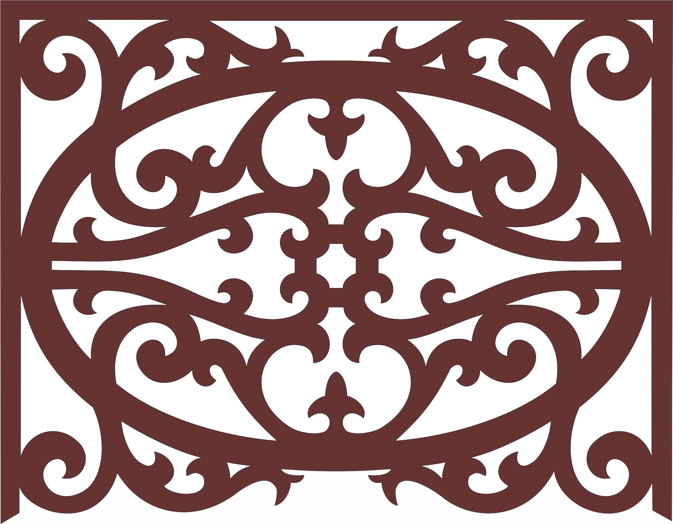 Window Screen Floral Seamless Art For Laser Cutting Free DXF File