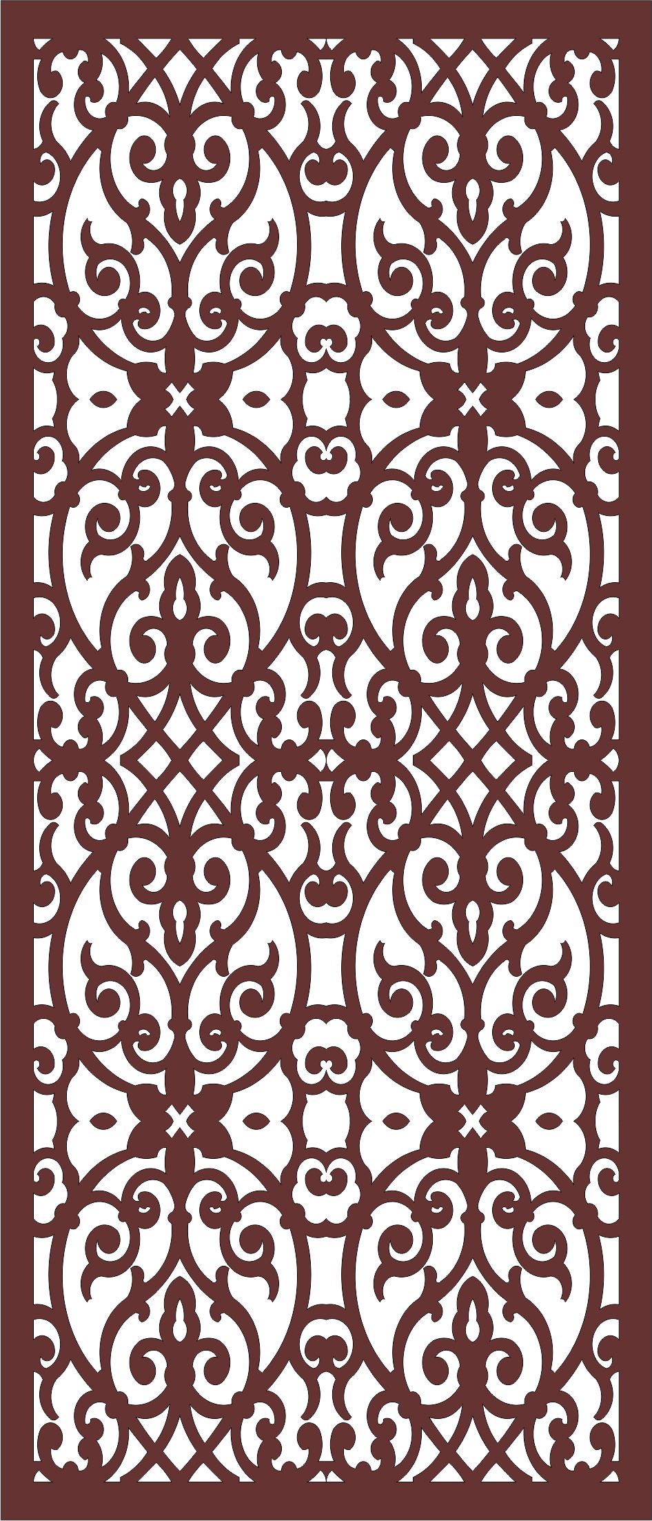 Window Screen Floral Seamless Panel Cnc Laser Cutting Free DXF File