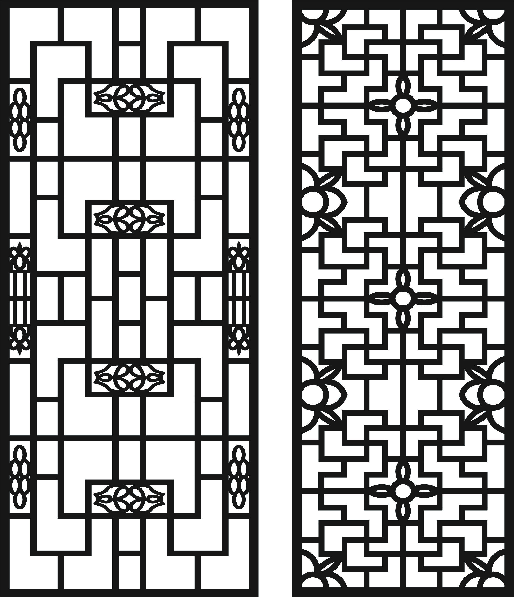 Window Screen Lattice Seamless Separator Designs Set For Laser Cut Free Vector File