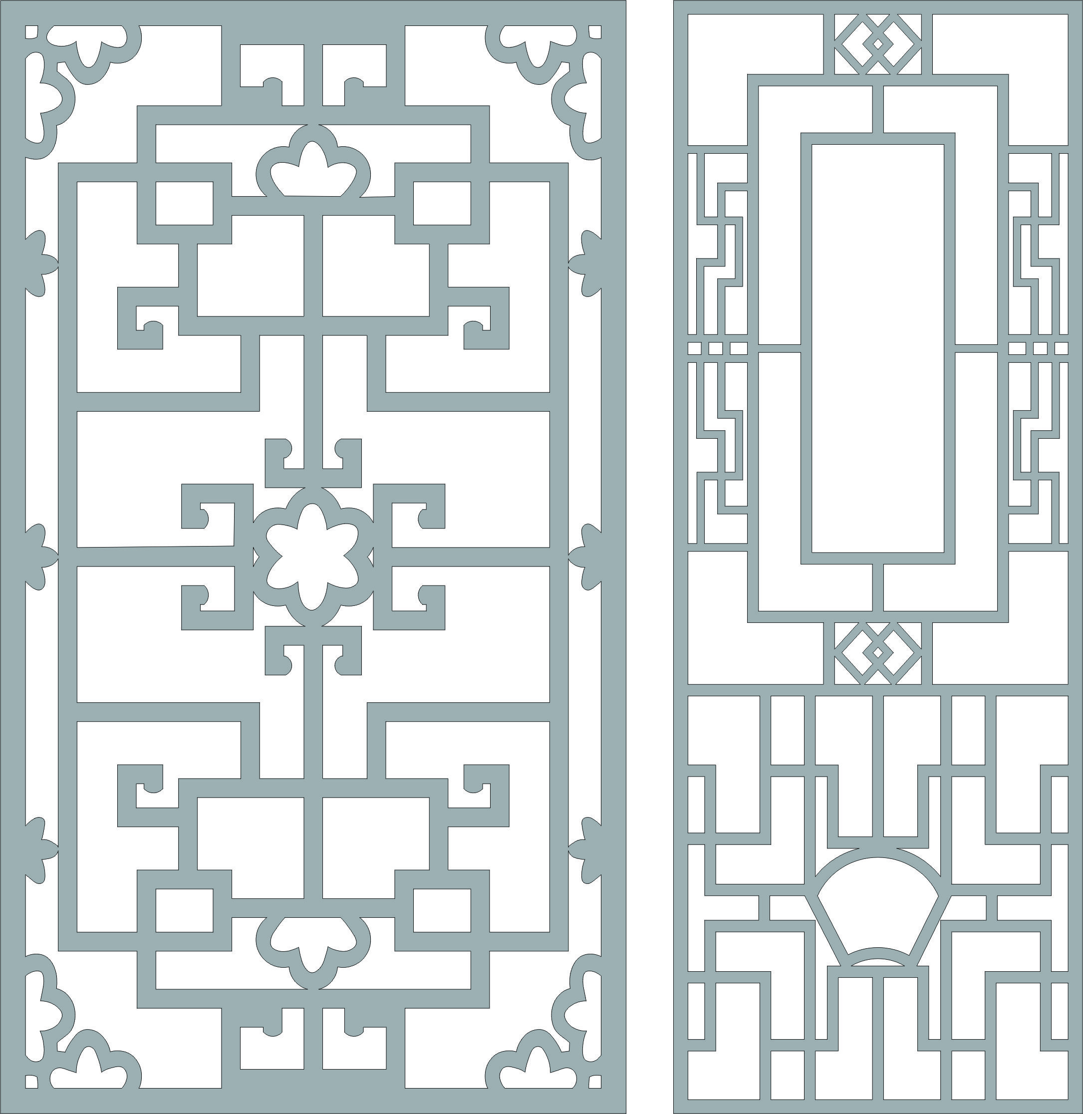 Window Screen Lattice Seamless Square Hook Pattern Free DXF File